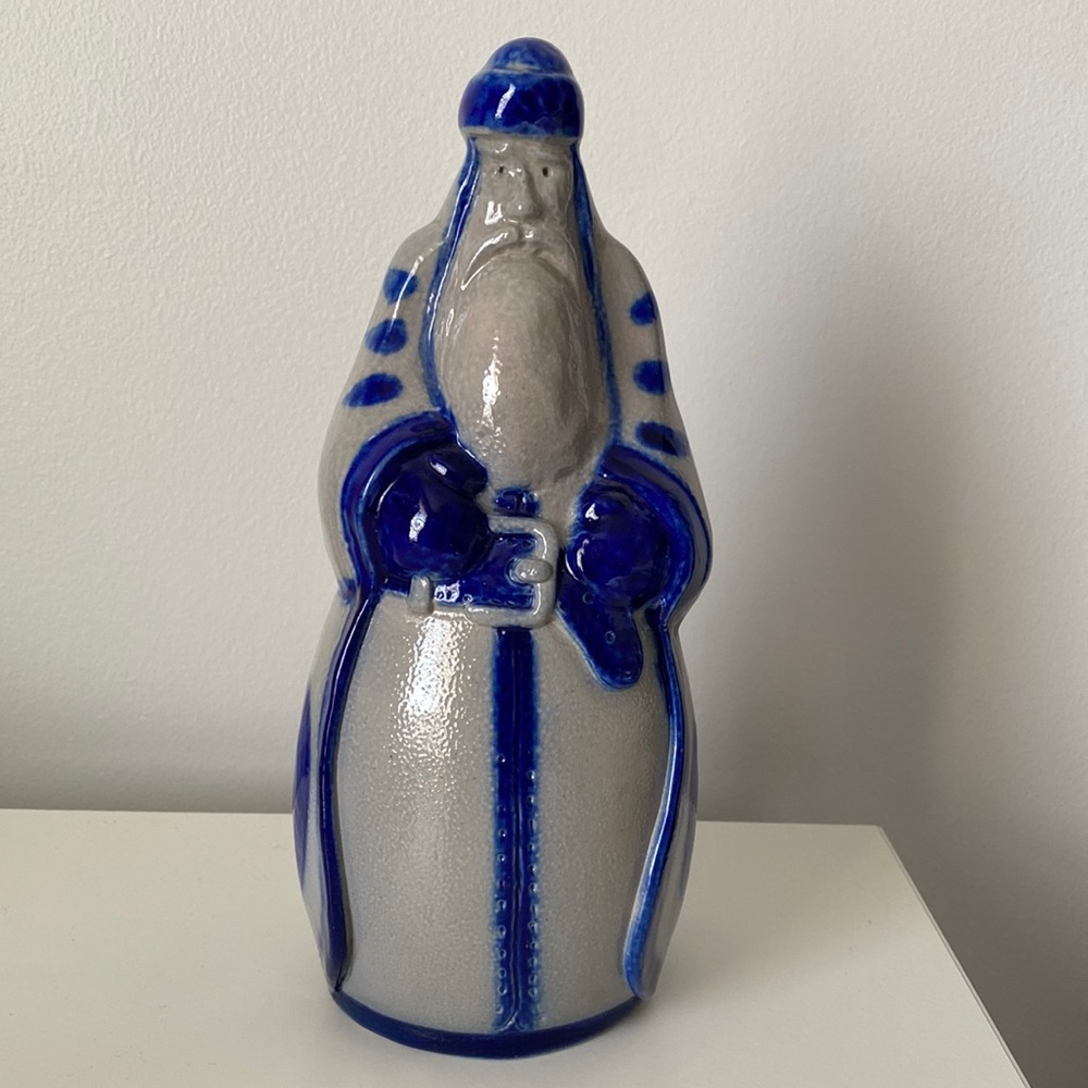 Eldreth Pottery Blue Salt Glaze Christmas Santa Father Christmas 2005